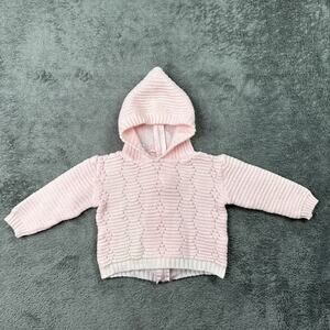 Vintage Petit Ami Baby Jacket Knit Hoodie Japan Pink Zip Long Sleeve Sweater 3-6